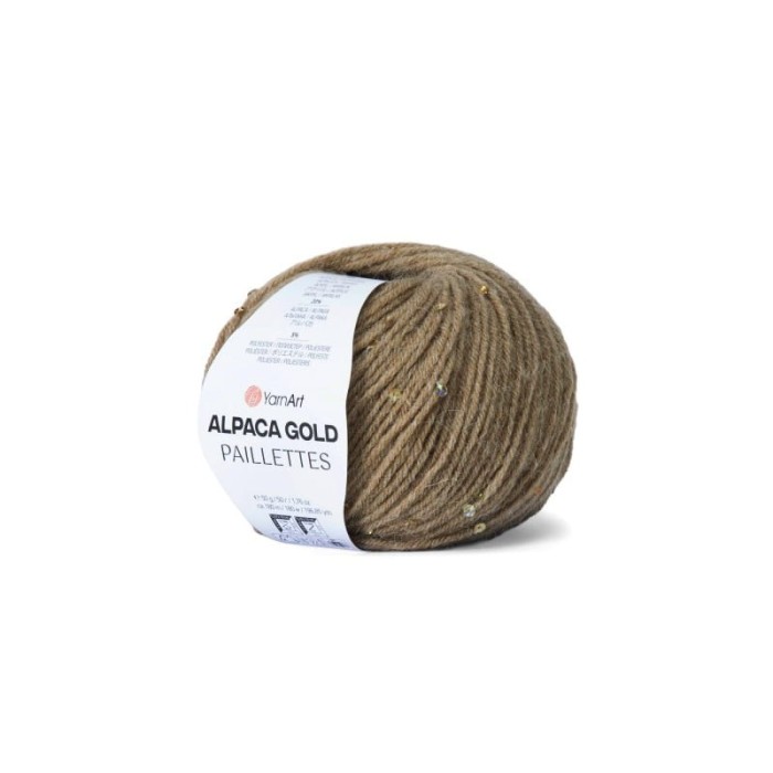 YarnArt Alpaca Gold Paillettes 9316 kawa z mlekiem
