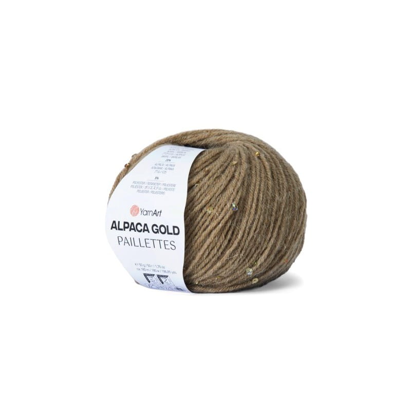 YarnArt Alpaca Gold Paillettes 9316 kawa z mlekiem