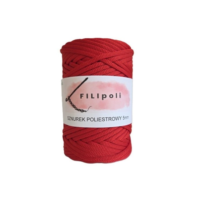 FILIpoli Sznurek poliestrowy płaski 5mm czerwień meksykańska