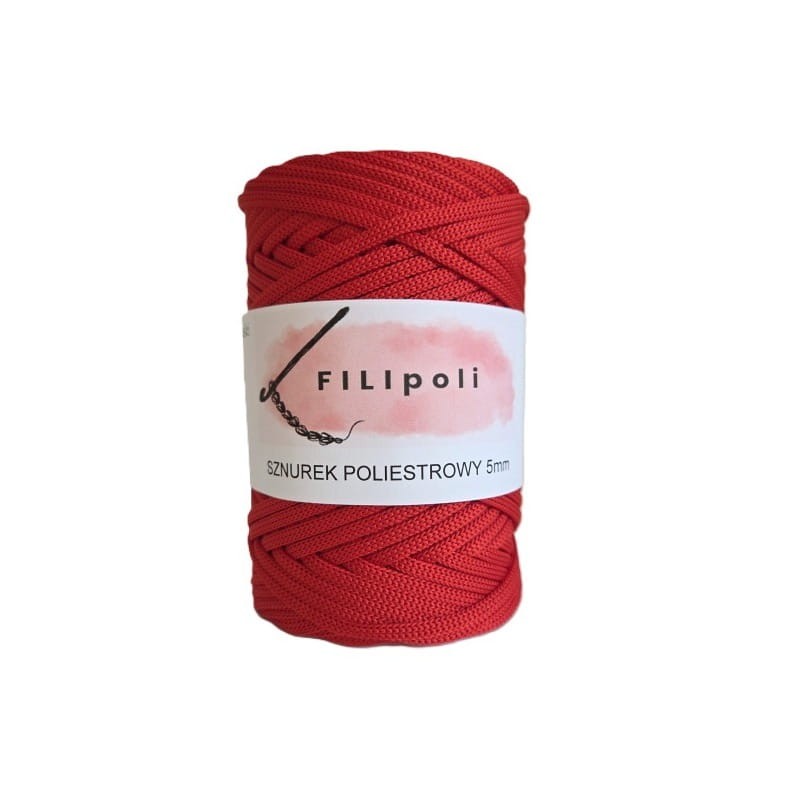 FILIpoli Sznurek poliestrowy płaski 5mm czerwień meksykańska