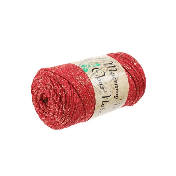 Macrama Metallic 2mm 414 czerwono złoty