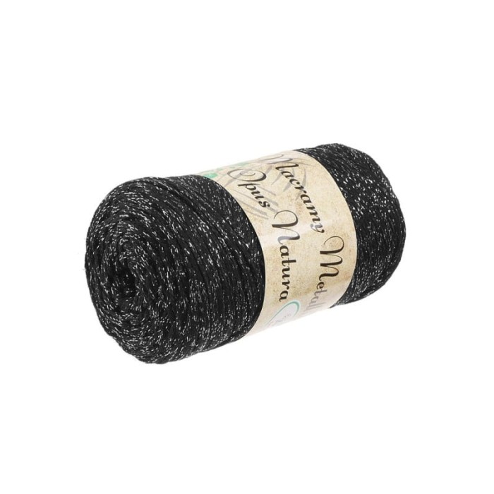 Macrama Metallic 2mm 420 czarno srebrny