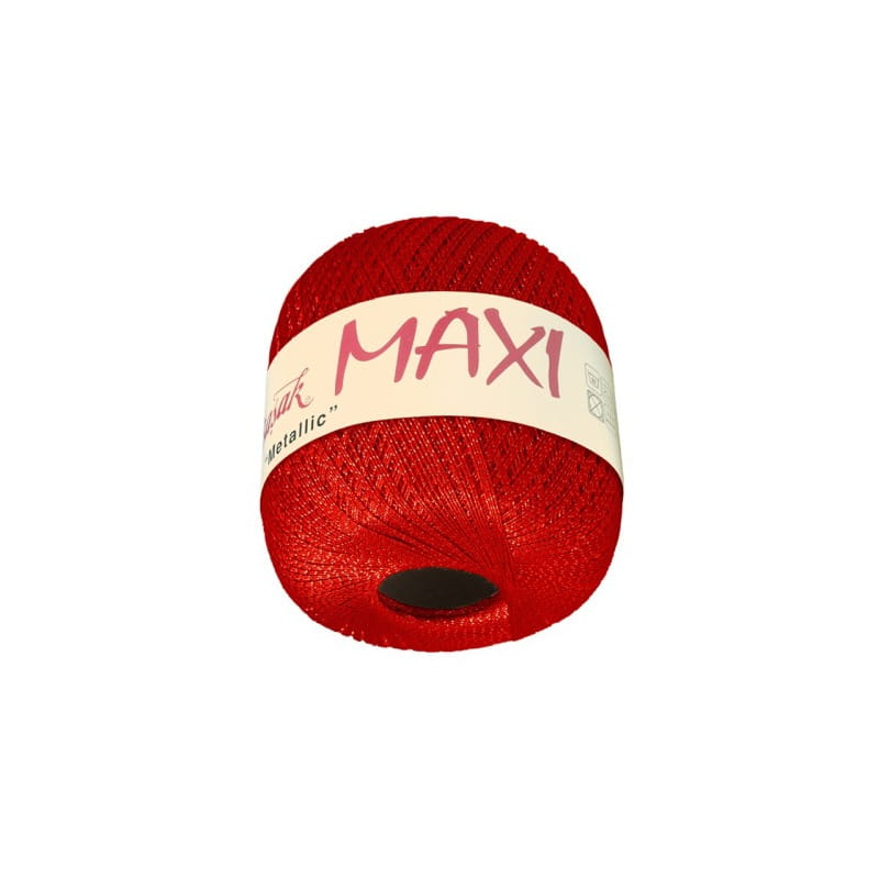Maxi Metallic Altin Basak 2328 czerwony ze złotą nitką