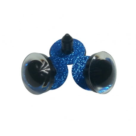 Oczy do maskotek 20mm chabrowe z brokatem 2szt.