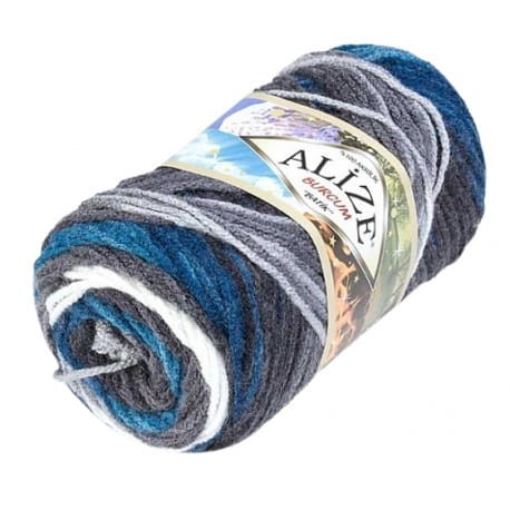 Alize Burcum Batik 4200 biały, szary, turkusowy