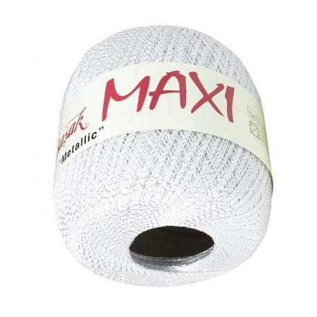 Maxi Metallic Altin Basak 1003 biały ze srebrną nitką