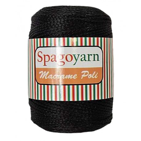 Macrame Poly 3 Spagoyarn 100% poliester 270 czarny