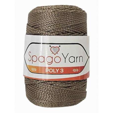 Macrame Poly 3 Spagoyarn 100% poliester SY039 kawa z mlekiem