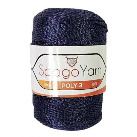 Macrame Poly 3 Spagoyarn 100% poliester SY262 granatowy