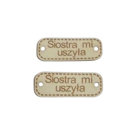 Naszywka skórzana Hand Made 132 "siostra mi uszyła" 10x30mm