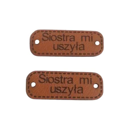 Naszywka skórzana Hand Made 134 "siostra mi uszyła" 10x30mm