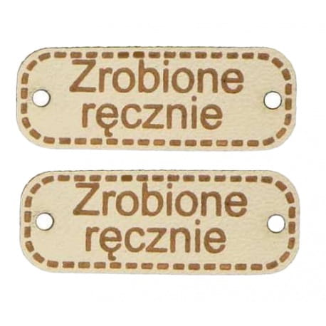 Naszywka skórzana Hand Made 158 "zrobione ręcznie" 8x20mm