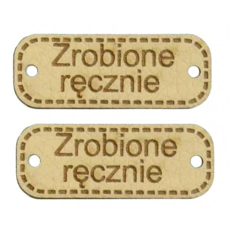 Naszywka skórzana Hand Made 159 "zrobione ręcznie" 8x20mm