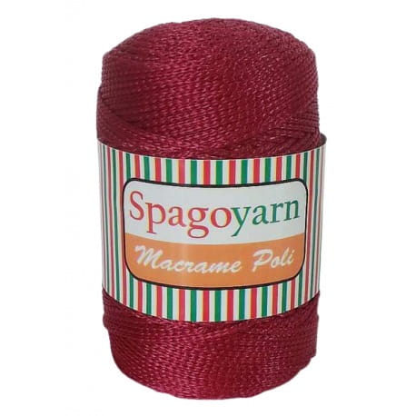 Macrame Poly 3 Spagoyarn 100% poliester 113 wiśniowy