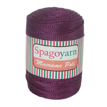 Macrame Poly 3 Spagoyarn 100% poliester 160 śliwkowy