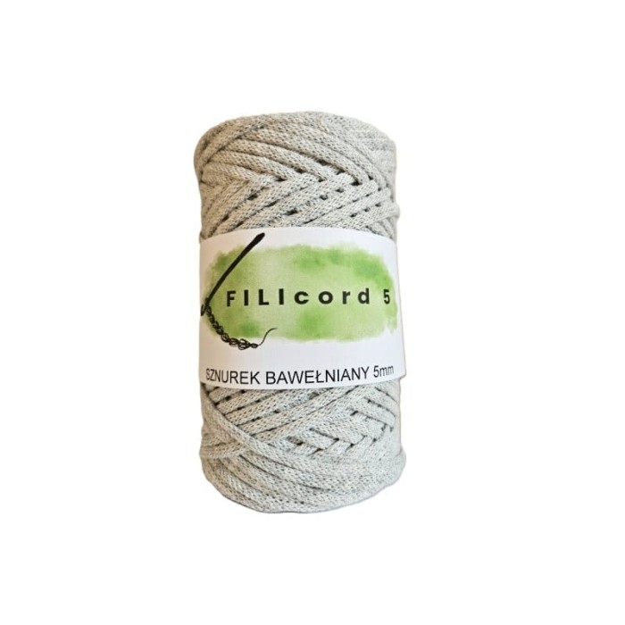 FILIcord 5 sznurek bawełniany płaski popielaty
