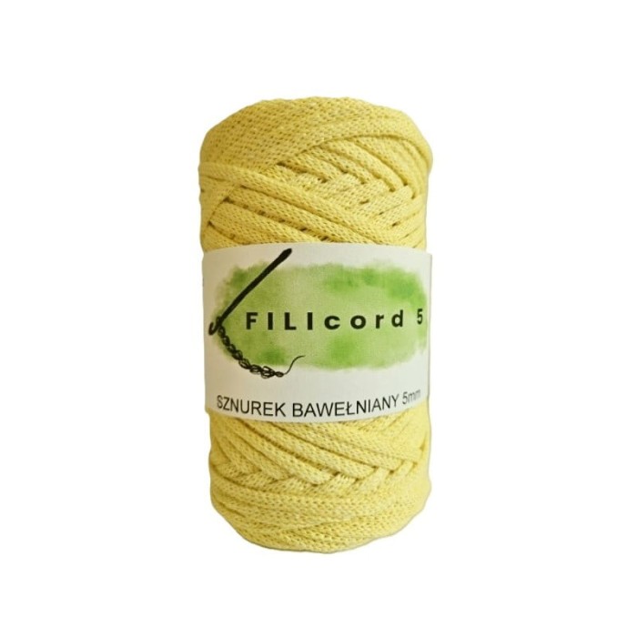 FILIcord 5 sznurek bawełniany płaski cytrynowy