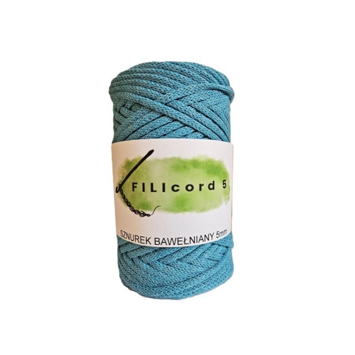 FILIcord 5 sznurek bawełniany płaski turkusowy
