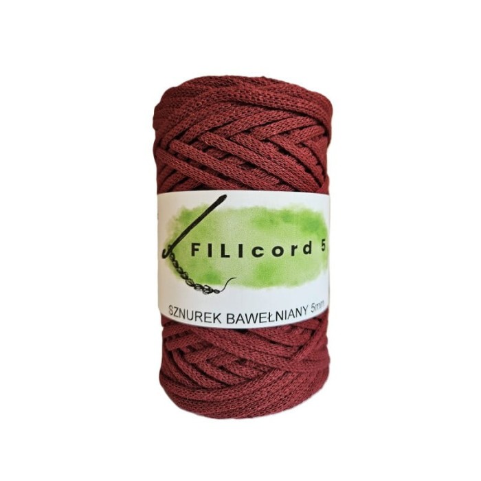 FILIcord 5 sznurek bawełniany płaski bordowy