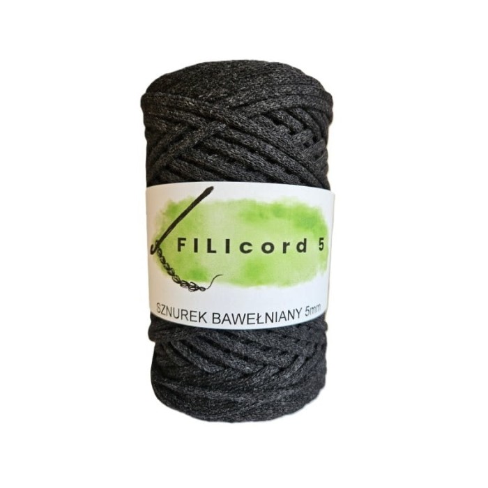 FILIcord 5 sznurek bawełniany płaski antracyt
