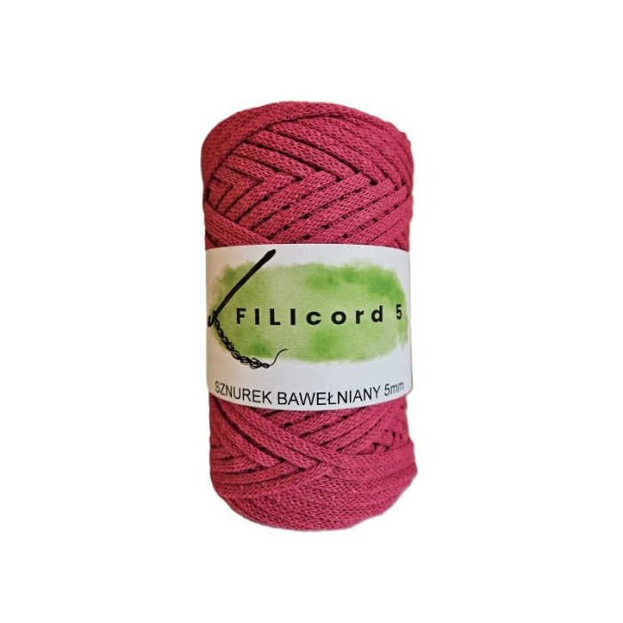 FILIcord 5 sznurek bawełniany płaski amarant