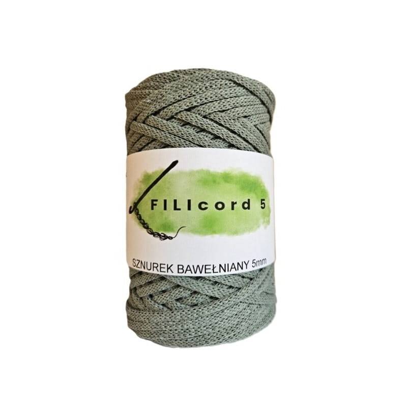FILIcord 5 sznurek bawełniany płaski 10 szaro oliwkowy