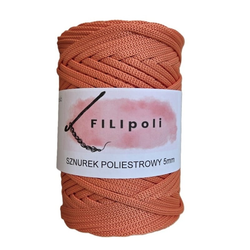 FILIpoli Sznurek poliestrowy płaski 5mm łosoś