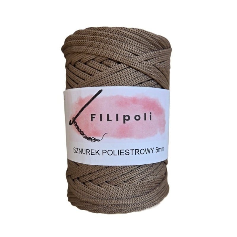 FILIpoli Sznurek poliestrowy płaski 5mm mokka