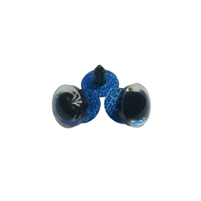 Oczy do maskotek 20mm niebieskie z brokatem 2szt.