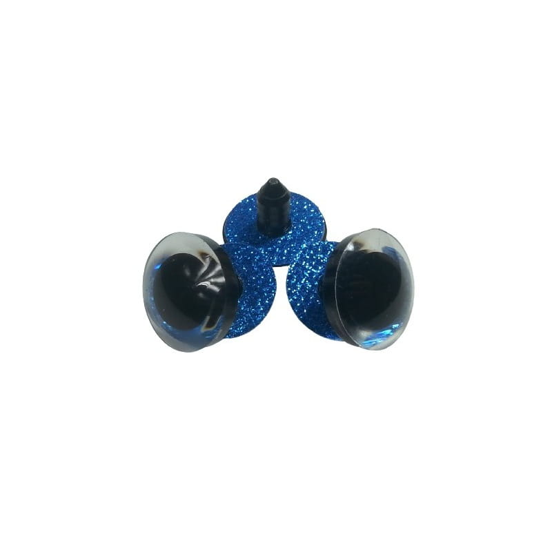 Oczy do maskotek 20mm niebieskie z brokatem 2szt.