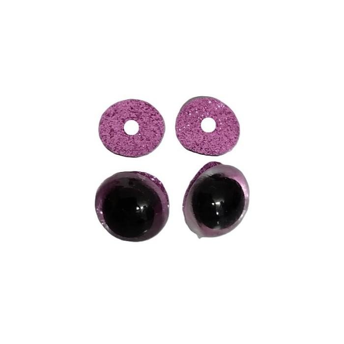Oczy do maskotek 20mm fioletowe z brokatem 2szt.