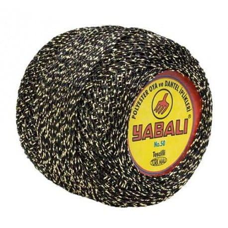 Kordonek poliestrowy Yabali czarny ze złotą nitką