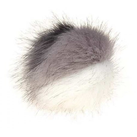 Pompon 12cm biało szary melanż