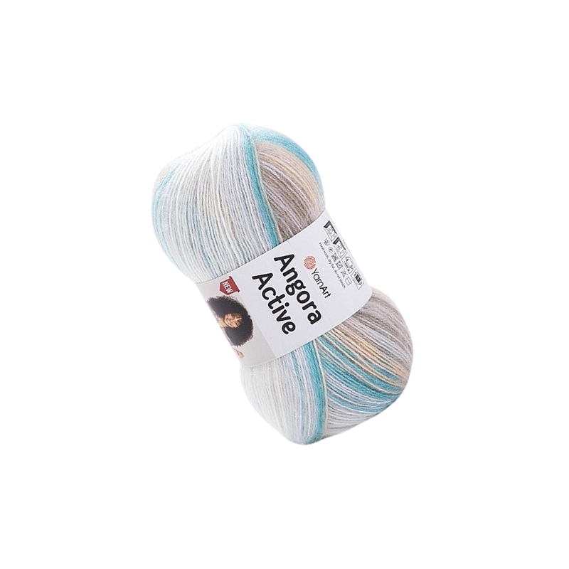 YarnArt Angora Active 852 błękit, jasny beż, biały