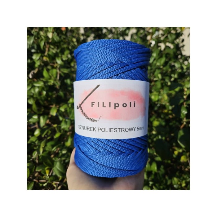 FILIpoli Sznurek poliestrowy płaski 5mm niebieski royal