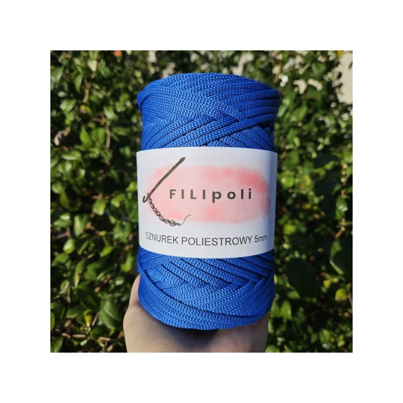 FILIpoli Sznurek poliestrowy płaski 5mm niebieski royal