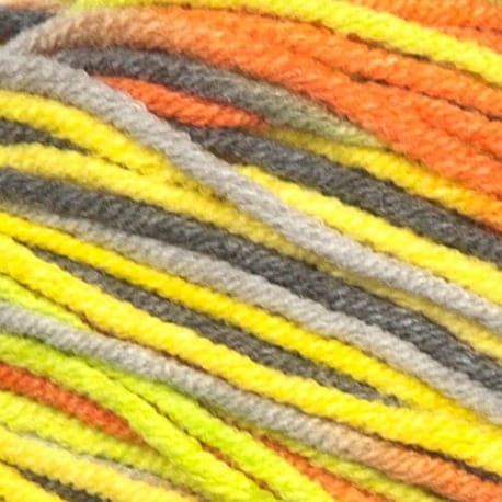 YarnArt Jeans Crazy 7201 melanż limonki, pomarańczy, żółtego, szarości