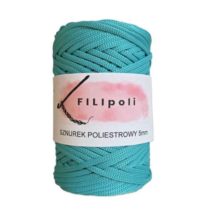 FILIpoli Sznurek poliestrowy płaski 5mm lazur