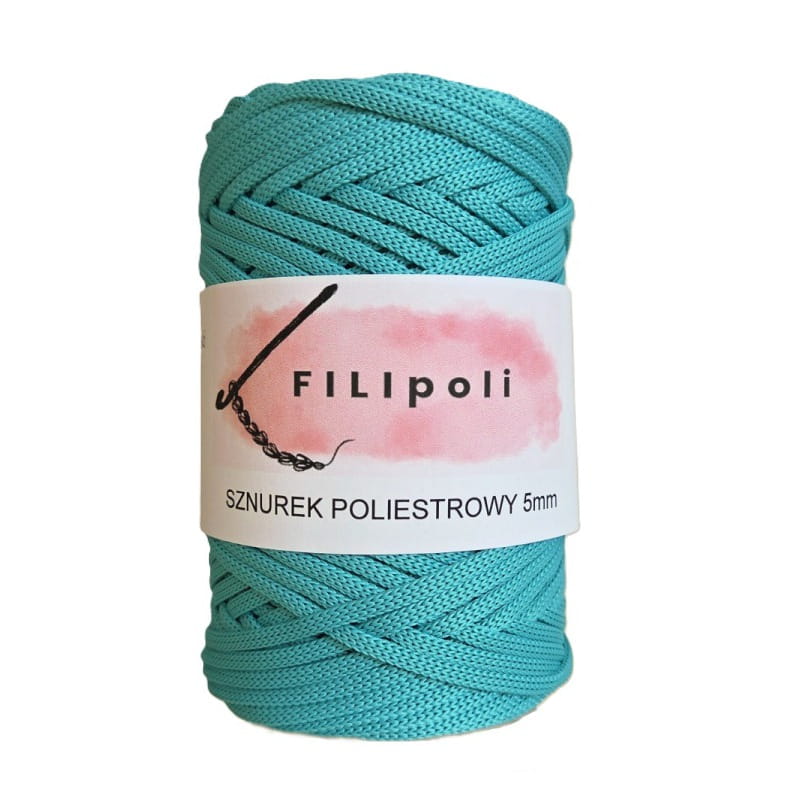 FILIpoli Sznurek poliestrowy płaski 5mm lazur