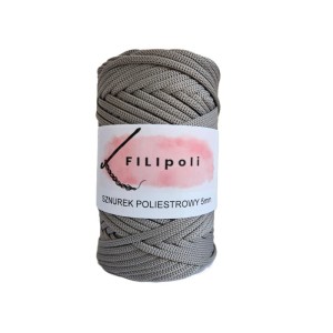 FILIpoli Sznurek poliestrowy płaski 5mm szary