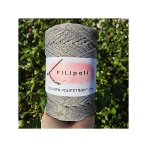 FILIpoli Sznurek poliestrowy płaski 5mm szary