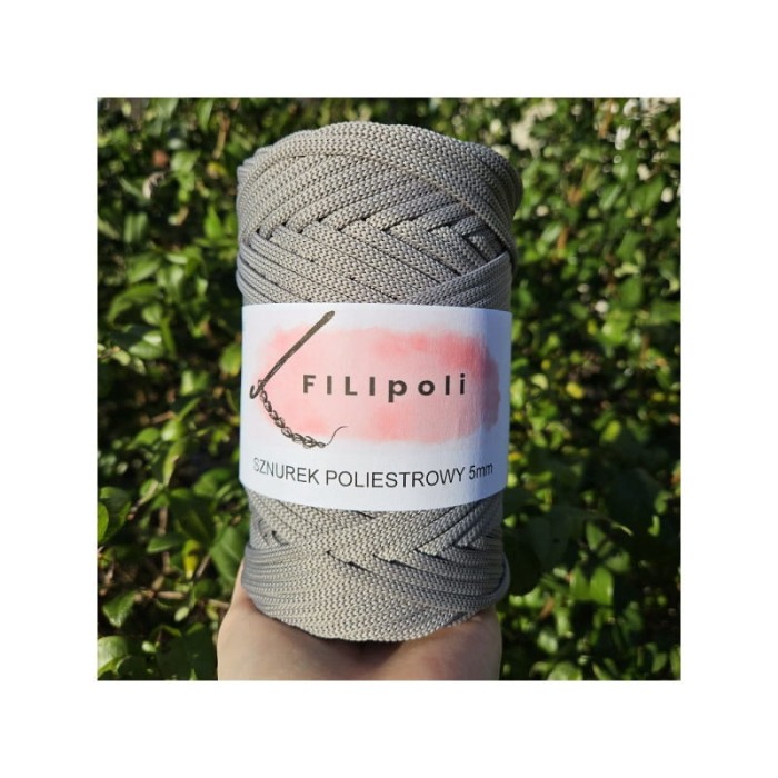 FILIpoli Sznurek poliestrowy płaski 5mm szary