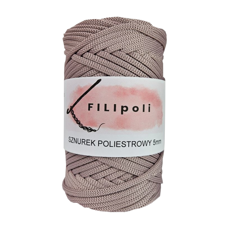 FILIpoli Sznurek poliestrowy płaski 5mm brudny róż