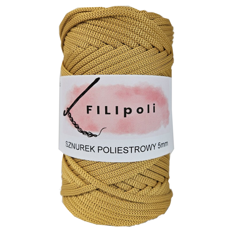 FILIpoli Sznurek poliestrowy płaski 5mm musztardowy