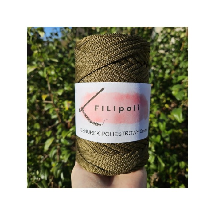 FILIpoli Sznurek poliestrowy płaski 5mm khaki