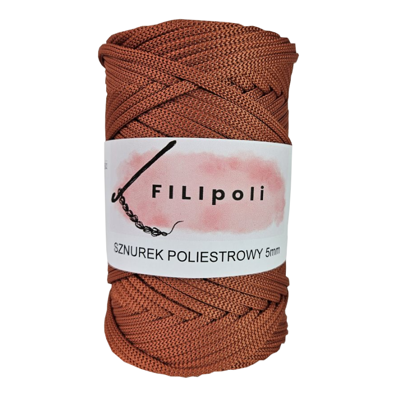 FILIpoli Sznurek poliestrowy płaski 5mm cegła