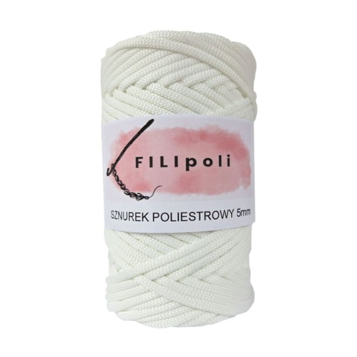 FILIpoli Sznurek poliestrowy płaski 5mm biały