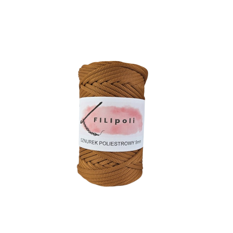 FILIpoli Sznurek poliestrowy płaski 5mm miód