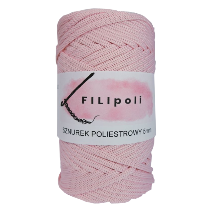 FILIpoli Sznurek poliestrowy płaski 5mm jasny róż