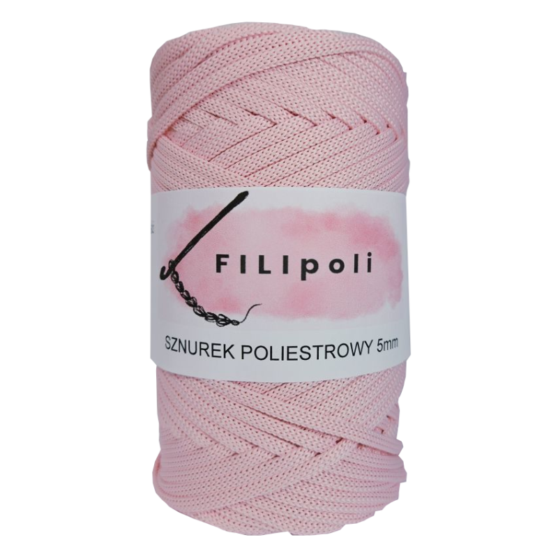 FILIpoli Sznurek poliestrowy płaski 5mm jasny róż